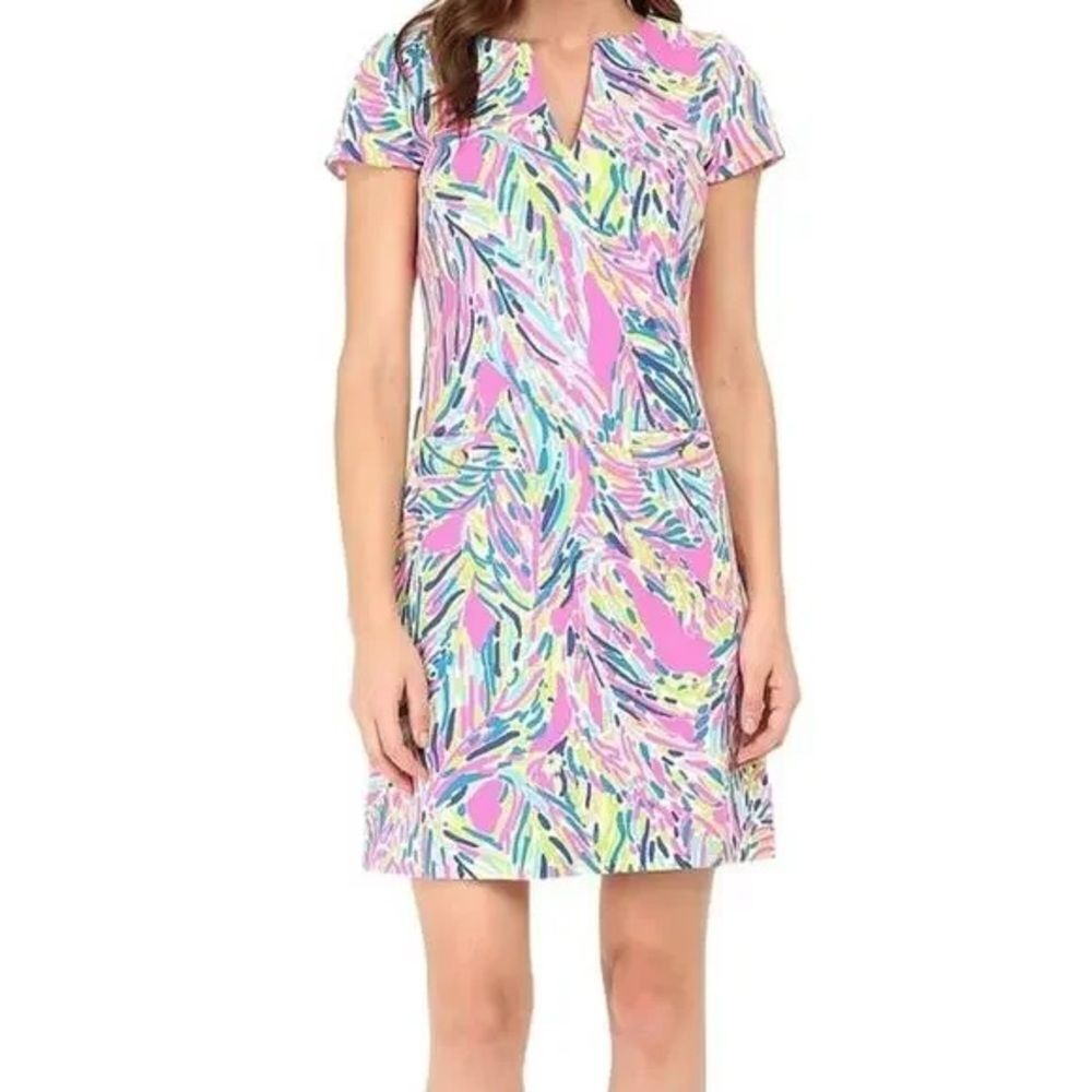 Lilly Pulitzer Layton Shift Dress Women's Size Large Multi-Colored Palm Reader